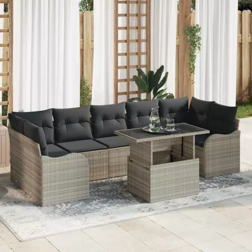vidaXL Kerti Kanapé Szett 8 pcs Világosszürke 100 x 55 x 73 cm