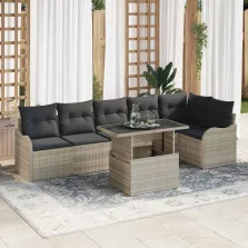   vidaXL Kerti Kanapé Szett 7 pcs Világosszürke 100 x 55 x 73 cm