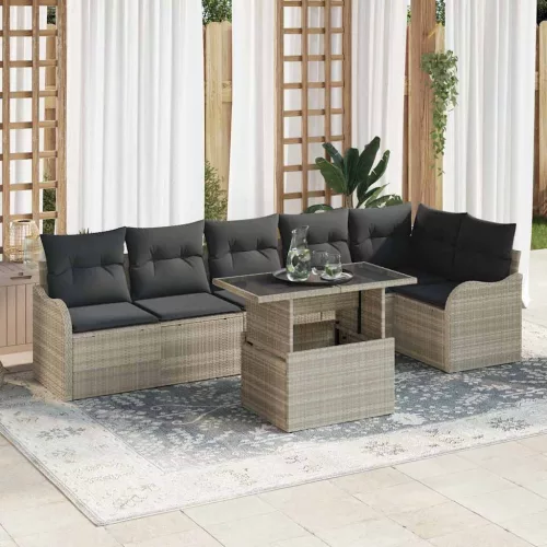 vidaXL Kerti Kanapé Szett 7 pcs Világosszürke 100 x 55 x 73 cm