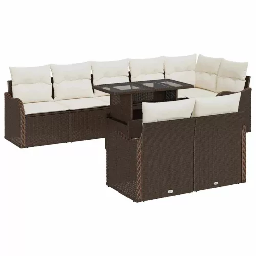 vidaXL Kerti Kanapé Szett 9 pcs Barna 100 x 55 x 73 cm Poli rattan
