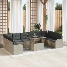   vidaXL Kerti Kanapé Szett 11 pcs Világosszürke 100 x 55 x 73 cm