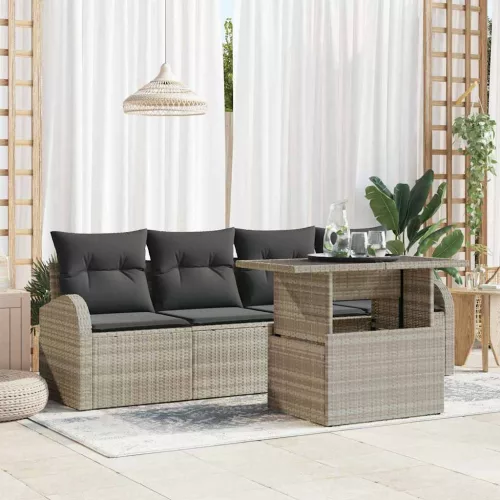 vidaXL Kerti Kanapé Szett 5 pcs Világosszürke 100 x 55 x 73 cm