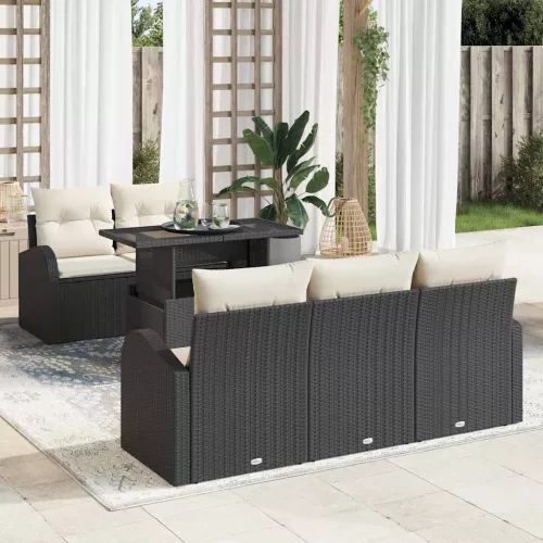 vidaXL Kerti Kanapé Szett 6 pcs Fekete 100 x 55 x 73 cm Poli rattan