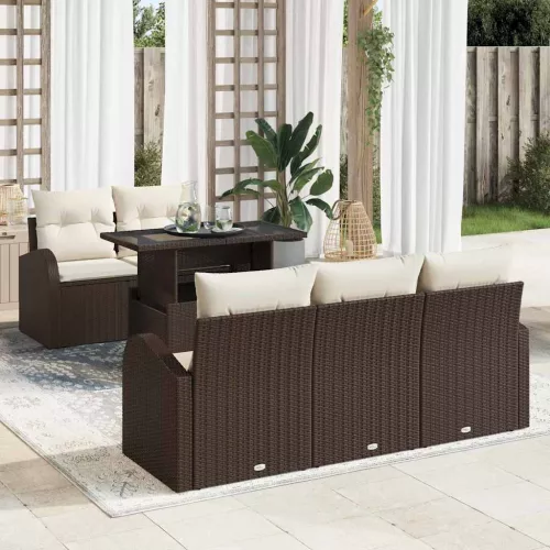vidaXL Kerti Kanapé Szett 6 pcs Barna 100 x 55 x 73 cm Poli rattan
