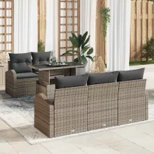   vidaXL Kerti Kanapé Szett 6 pcs Szürke 100 x 55 x 73 cm Poli rattan