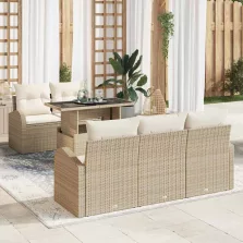   vidaXL Kerti Kanapé Szett 6 pcs Bézs 100 x 55 x 73 cm Poli rattan