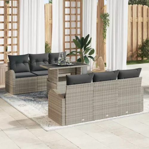 vidaXL Kerti Kanapé Szett 7 pcs Világosszürke 100 x 55 x 73 cm