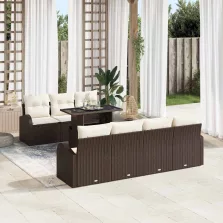   vidaXL Kerti Kanapé Szett 8 pcs Barna 100 x 55 x 73 cm Poli rattan