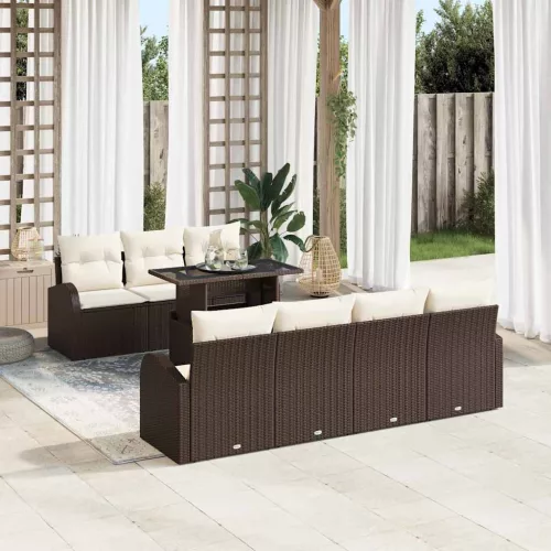 vidaXL Kerti Kanapé Szett 8 pcs Barna 100 x 55 x 73 cm Poli rattan