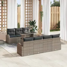   vidaXL Kerti Kanapé Szett 8 pcs Szürke 100 x 55 x 73 cm Poli rattan