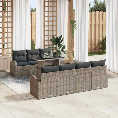 vidaXL Kerti Kanapé Szett 8 pcs Szürke 100 x 55 x 73 cm Poli rattan