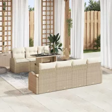   vidaXL Kerti Kanapé Szett 8 pcs Bézs 100 x 55 x 73 cm Poli rattan