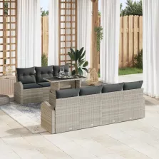   vidaXL Kerti Kanapé Szett 8 pcs Világosszürke 100 x 55 x 73 cm