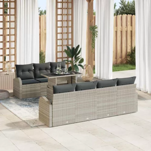 vidaXL Kerti Kanapé Szett 8 pcs Világosszürke 100 x 55 x 73 cm