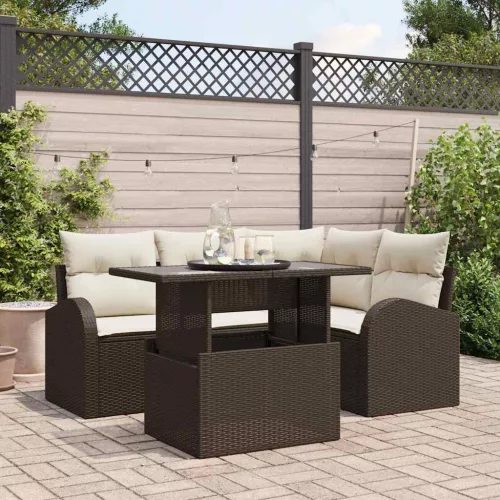 vidaXL Kerti Kanapé Szett 5 pcs Barna 100 x 55 x 73 cm Poli rattan