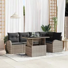   vidaXL Kerti Kanapé Szett 6 pcs Szürke 100 x 55 x 73 cm Poli rattan