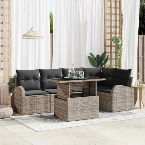 vidaXL Kerti Kanapé Szett 6 pcs Szürke 100 x 55 x 73 cm Poli rattan
