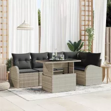   vidaXL Kerti Kanapé Szett 6 pcs Világosszürke 100 x 55 x 73 cm
