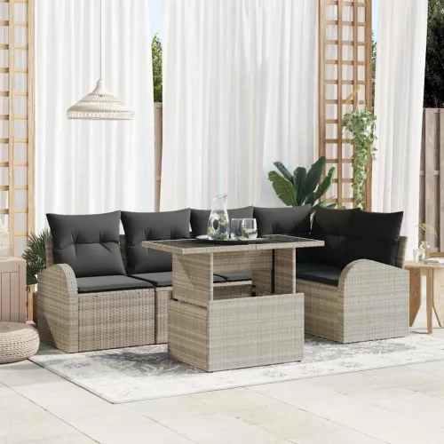 vidaXL Kerti Kanapé Szett 6 pcs Világosszürke 100 x 55 x 73 cm