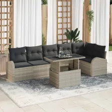   vidaXL Kerti Kanapé Szett 7 pcs Világosszürke 100 x 55 x 73 cm