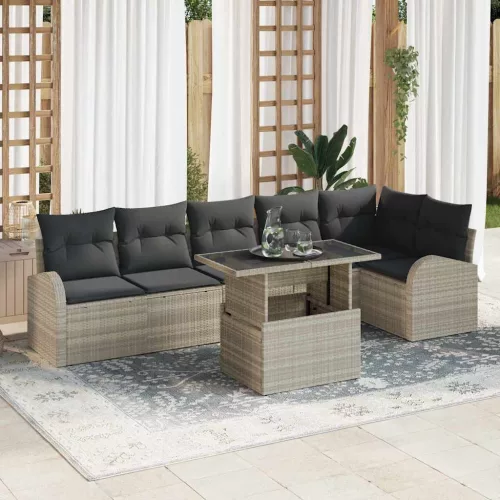 vidaXL Kerti Kanapé Szett 7 pcs Világosszürke 100 x 55 x 73 cm