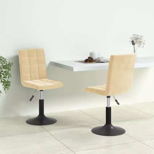 vidaXL 2 db krémszínű bársony forgó étkezőszék