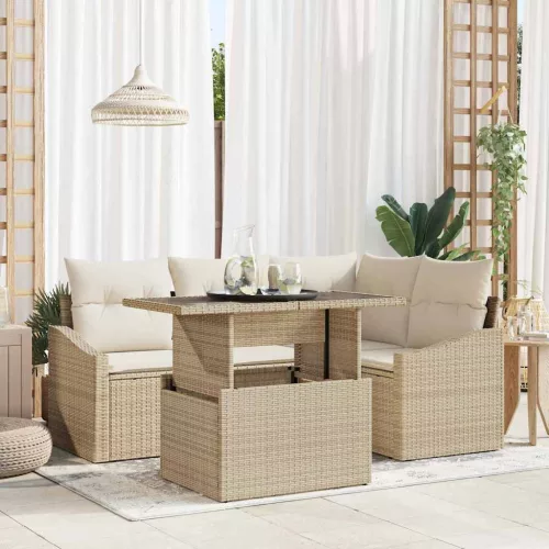 vidaXL Kerti Kanapé Szett 5 pcs Beige és krém 100 x 55 x 73 cm