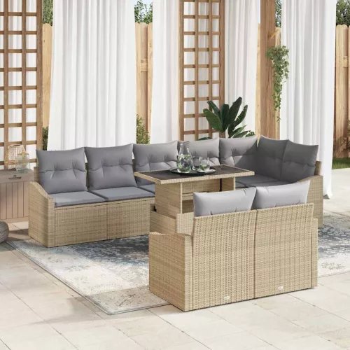 vidaXL Kerti Kanapé Szett párnával 9 pcs Beige és Világosszürke