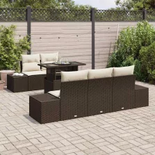   vidaXL Kerti Kanapé Szett 6 pcs Barna és Krém 100 x 55 x 73 cm