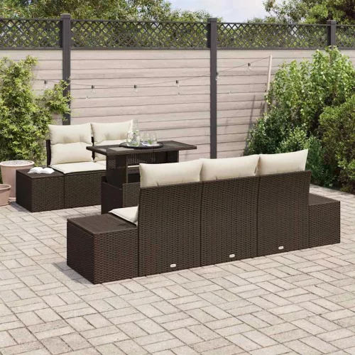 vidaXL Kerti Kanapé Szett 6 pcs Barna és Krém 100 x 55 x 73 cm