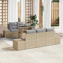   vidaXL Kerti Kanapé Szett párnával 6 pcs Beige és Világosszürke