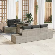   vidaXL Kerti Kanapé Szett párnával 6 pcs Világosszürke és Sötétszürke
