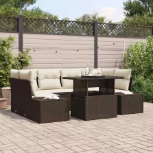   vidaXL Kerti Kanapé Szett 7 pcs Barna és Krém 100 x 55 x 73 cm