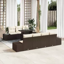   vidaXL Kerti Kanapé Szett 8 pcs Barna és Krém 100 x 55 x 73 cm