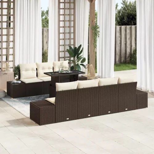 vidaXL Kerti Kanapé Szett 8 pcs Barna és Krém 100 x 55 x 73 cm