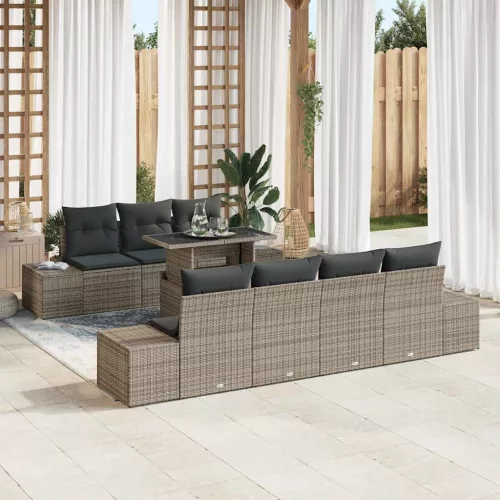 vidaXL Kerti Kanapé Szett párnával 8 pcs Szürke 100 x 55 x 73 cm