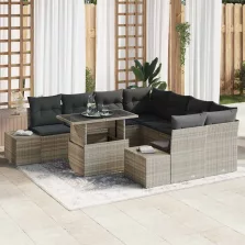   vidaXL Kerti Kanapé Szett párnával 9 pcs Világosszürke és Sötétszürke