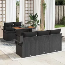   vidaXL Kerti Kanapé Szett tárolóval 6 pcs Fekete Poli rattan