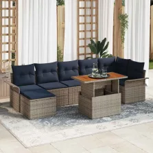   vidaXL Kerti Kanapé Szett tárolóval 8 pcs Szürke Poli rattan