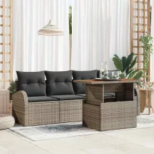   vidaXL Kerti Kanapé Szett tárolóval 5 pcs Szürke Poli rattan
