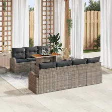   vidaXL Kerti Kanapé Szett tárolóval 8 pcs Szürke Poli rattan