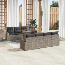   vidaXL Kerti Kanapé Szett tárolóval 9 pcs Szürke Poli rattan
