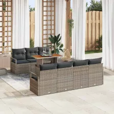   vidaXL Kerti Kanapé Szett tárolóval 8 pcs Szürke Poli rattan