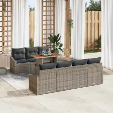   vidaXL Kerti Kanapé Szett tárolóval 8 pcs Szürke Poli rattan