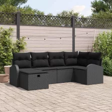   vidaXL Kerti Kanapé Szett 6 pcs Fekete 234 x 124 x 85 cm Poli rattan
