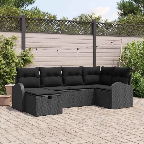 vidaXL Kerti Kanapé Szett 6 pcs Fekete 234 x 124 x 85 cm Poli rattan