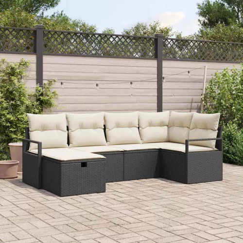 vidaXL Kerti Kanapé Szett 6 pcs Fekete és krémszínű 232 x 122 x 85 cm