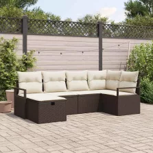   vidaXL Kerti Kanapé Szett 6 pcs Barna és krémszínű 232 x 122 x 85 cm