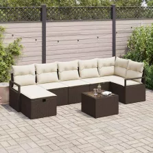   vidaXL Kerti Kanapé Szett 8 pcs Barna és krémszínű 287 x 122 x 85 cm