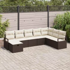   vidaXL Kerti Kanapé Szett 8 pcs Barna és krémszínű 287 x 177 x 85 cm